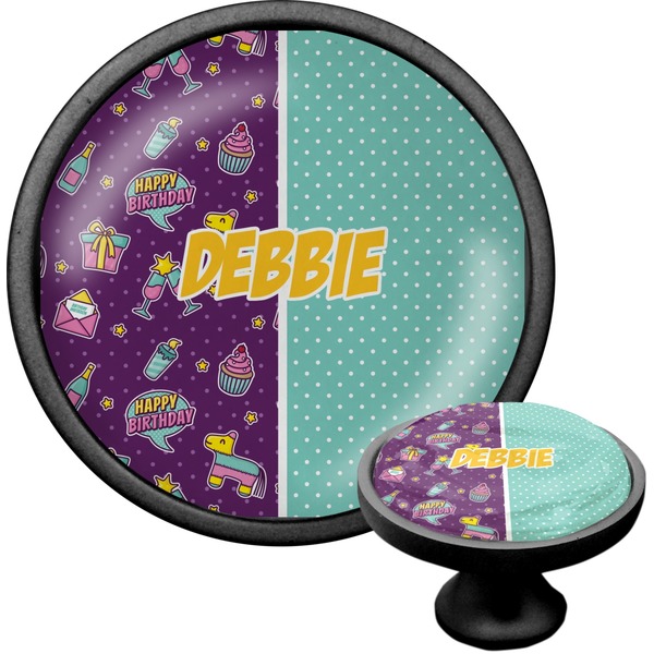 Custom Pinata Birthday Cabinet Knob (Black) (Personalized)