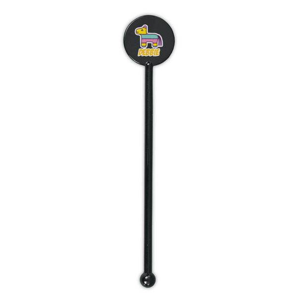 Pinata Birthday Black Plastic 5.5" Stir Stick - Round - Single Stick