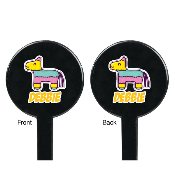 Pinata Birthday Black Plastic 7" Stir Stick - Double Sided - Round - Front & Back