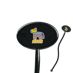 Pinata Birthday 7" Oval Plastic Stir Sticks - Black - Single Sided (Personalized)