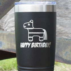 Pinata Birthday 20 oz Stainless Steel Tumbler - Black - Single Sided (Personalized)