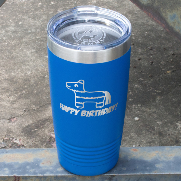 Pinata Birthday Blue Polar Camel Tumbler - 20oz - Angled