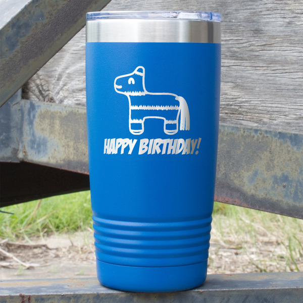 Custom Pinata Birthday 20 oz Stainless Steel Tumbler - Royal Blue - Single Sided (Personalized)