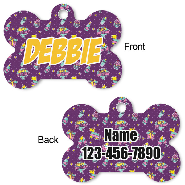 Pinata Birthday Bone Shaped Dog ID Tag - Large - Approval