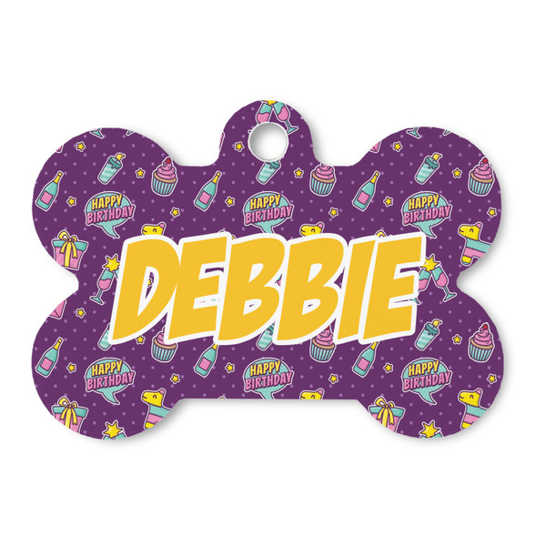 Custom Pinata Birthday Bone Shaped Dog ID Tag (Personalized)