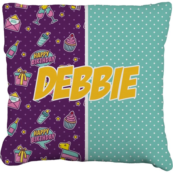 Custom Pinata Birthday Faux-Linen Throw Pillow 16" (Personalized)