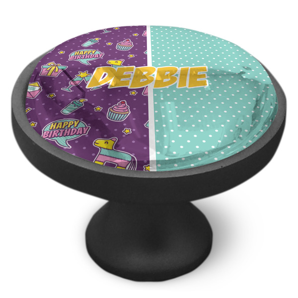 Pinata Birthday Cabinet Knob - Black - Side