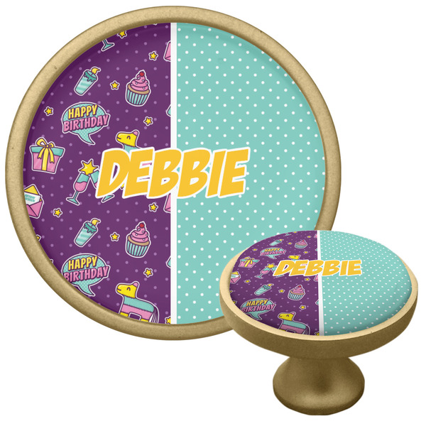 Pinata Birthday Cabinet Knob - Gold - Multi Angle