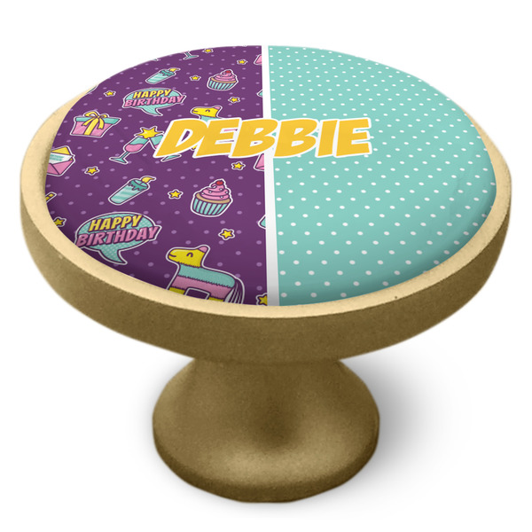 Pinata Birthday Cabinet Knob - Gold - Side