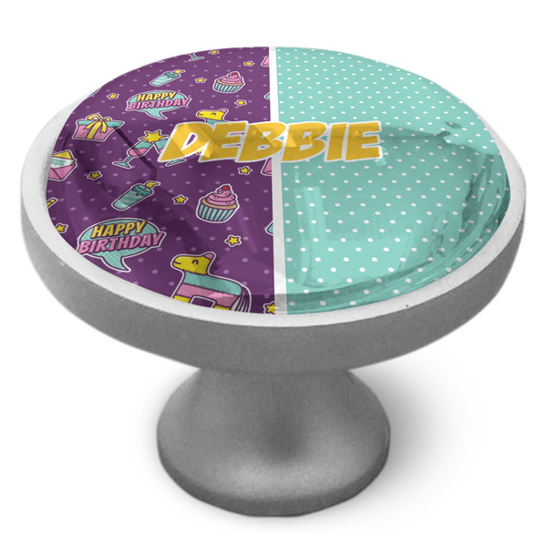 Pinata Birthday Cabinet Knob - Nickel - Side