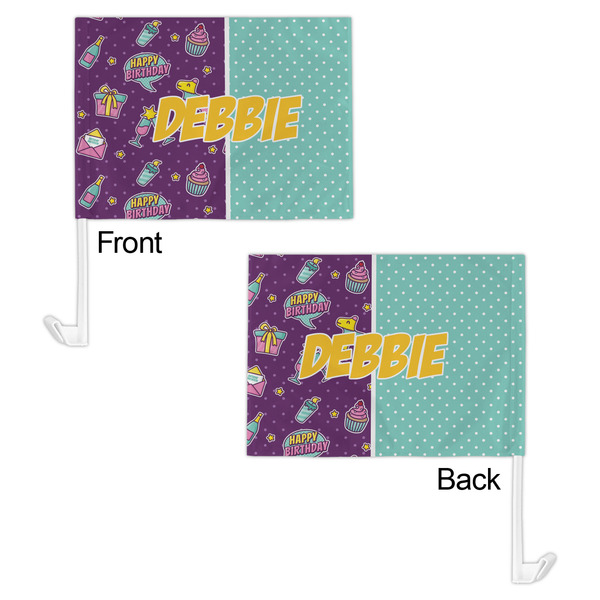 Pinata Birthday Car Flag - 11" x 8" - Front & Back View