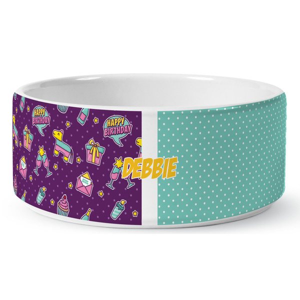 Pinata Birthday Ceramic Dog Bowl - Medium - Front