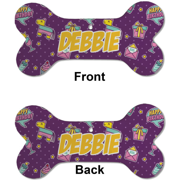 Pinata Birthday Ceramic Flat Ornament - Bone Front & Back (APPROVAL)