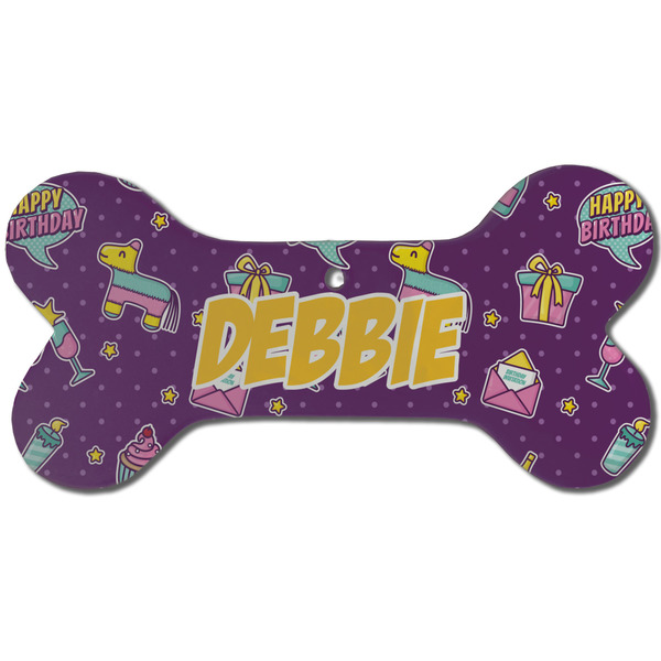 Pinata Birthday Ceramic Flat Ornament - Bone Front