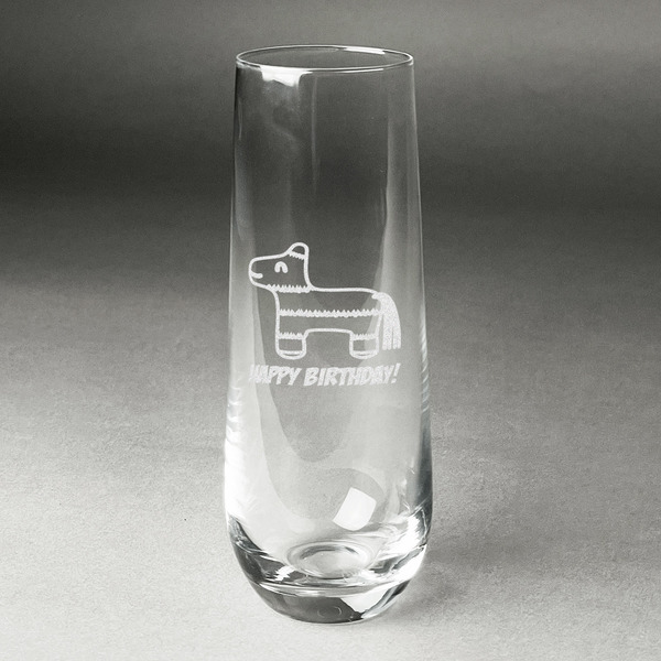 Custom Pinata Birthday Champagne Flute - Stemless Engraved (Personalized)