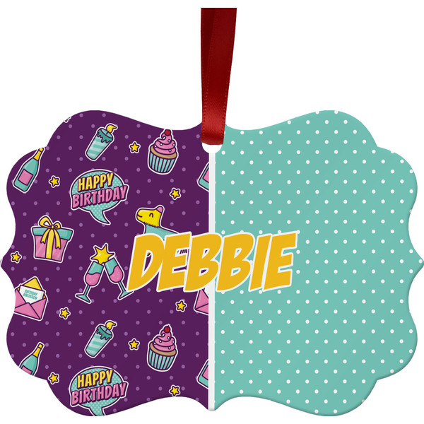 Custom Pinata Birthday Metal Frame Ornament - Double Sided w/ Name or Text