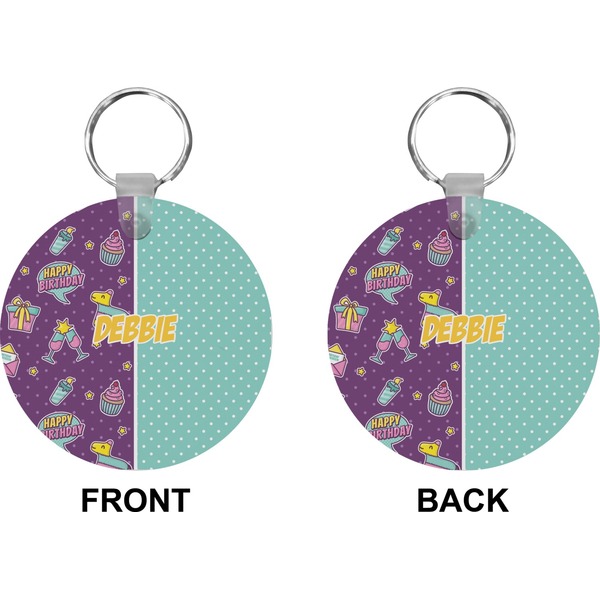 Pinata Birthday Circle Keychain (Front + Back)