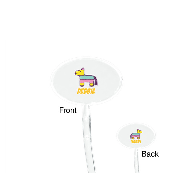 Pinata Birthday Clear Plastic 7" Stir Stick - Oval - Front & Back