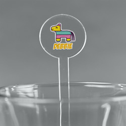 Pinata Birthday 5.5" Round Plastic Stir Sticks - Clear (Personalized)