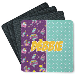 Pinata Birthday Square Rubber Backed Coasters - Set of 4 (Personalized)