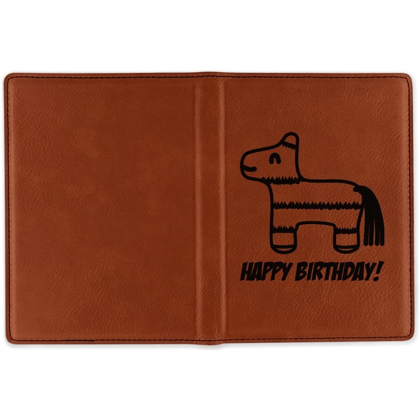 Pinata Birthday Cognac Leather Passport Holder Outside Single Sided - Apvl
