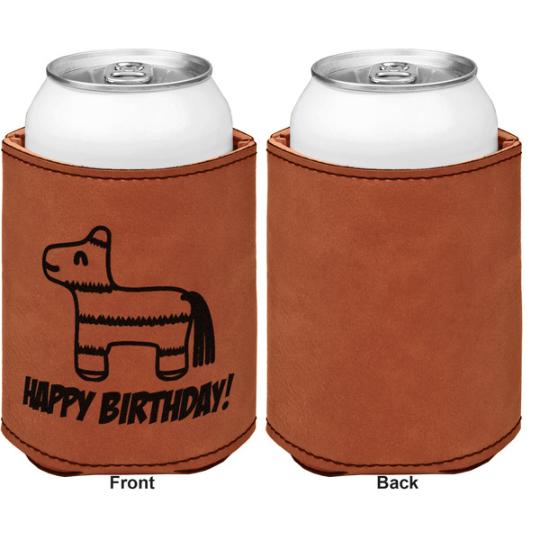 Pinata Birthday Cognac Leatherette Can Sleeve - Single Sided Front and Back
