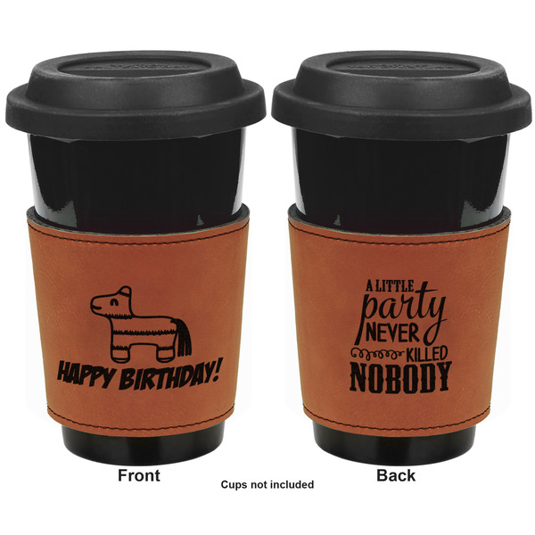 Pinata Birthday Cognac Leatherette Mug Sleeve - Double Sided Apvl
