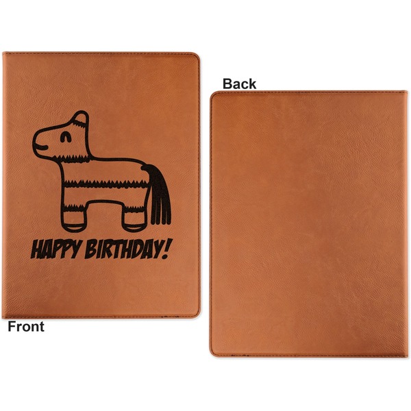 Pinata Birthday Cognac Leatherette Portfolios with Notepad - Large - Single Sided - Apvl