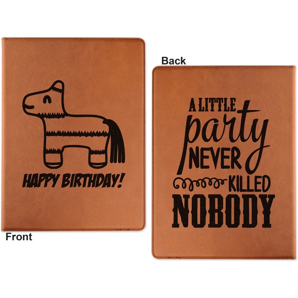 Pinata Birthday Cognac Leatherette Portfolios with Notepad - Small - Double Sided- Apvl