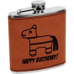 Pinata Birthday Leatherette Wrapped Stainless Steel Flask (Personalized)