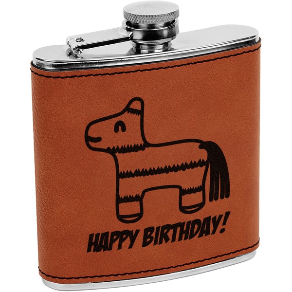 Custom Pinata Birthday Leatherette Wrapped Stainless Steel Flask (Personalized)