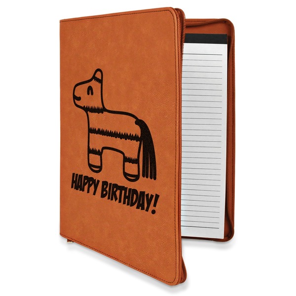 Custom Pinata Birthday Leatherette Zipper Portfolio with Notepad - Double Sided (Personalized)