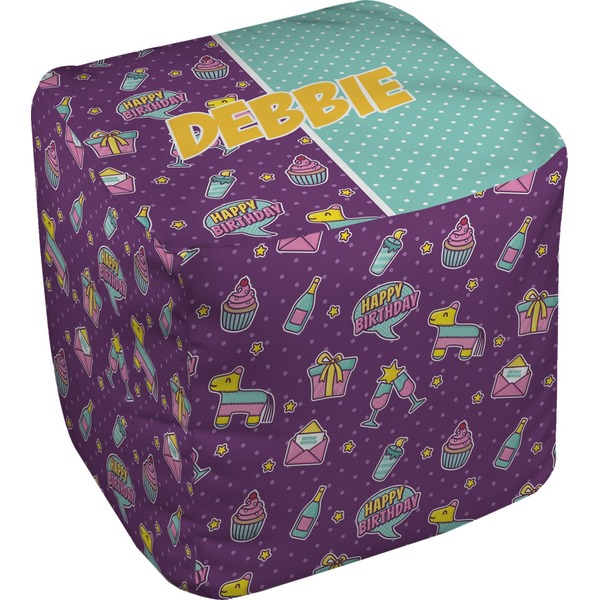 Custom Pinata Birthday Cube Pouf Ottoman - 13" (Personalized)