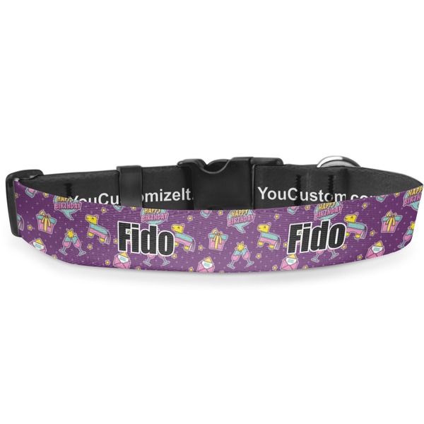 Custom Pinata Birthday Deluxe Dog Collar - Double Extra Large (20.5" to 35") (Personalized)
