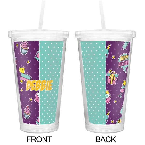 Pinata Birthday Double Wall Tumbler with Straw - Approval