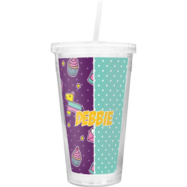 Custom Pinata Birthday Double Wall Tumbler with Straw (Personalized)