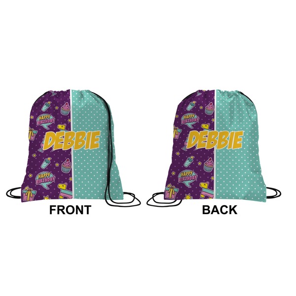 Pinata Birthday Drawstring Backpack Front & Back Medium