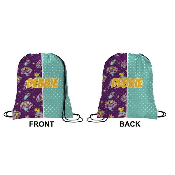 Pinata Birthday Drawstring Backpack Front & Back Small