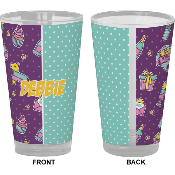 Pinata Birthday Pint Glass - Full Color - Front & Back Views