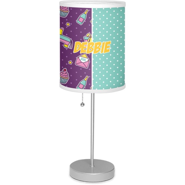 Custom Pinata Birthday 7" Drum Lamp with Shade Linen (Personalized)