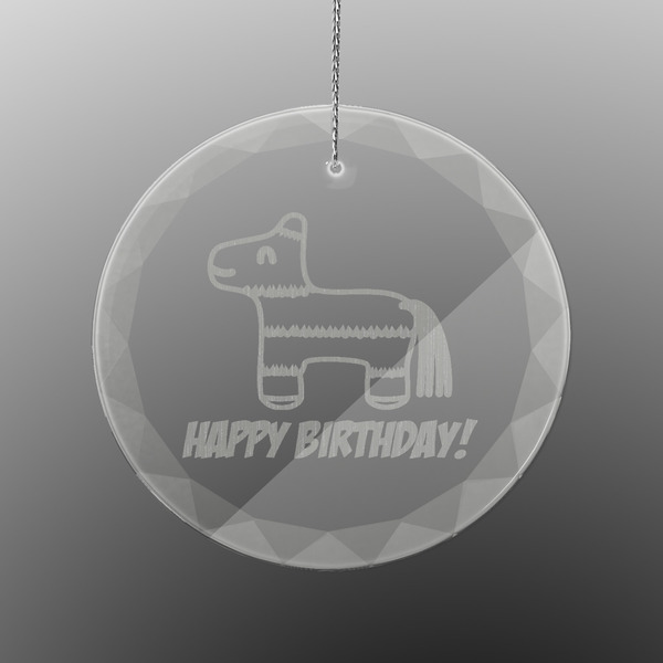 Pinata Birthday Engraved Glass Ornament - Round (Front)