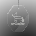 Pinata Birthday Engraved Glass Ornament - Octagon (Personalized)