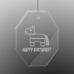 Pinata Birthday Engraved Glass Ornament - Octagon (Personalized)