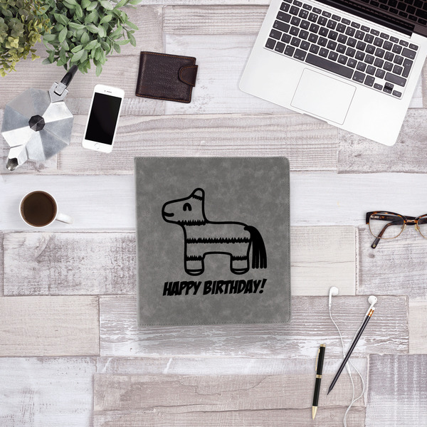 Pinata Birthday Leather Binder - 1" - Grey - Lifestyle View