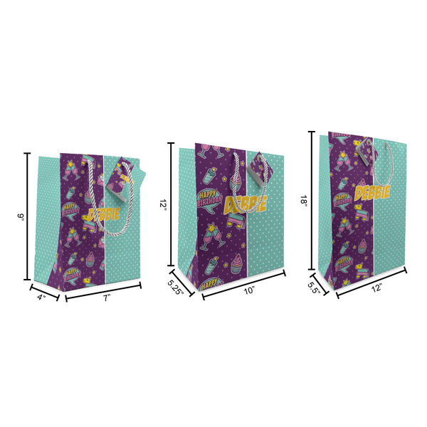 Pinata Birthday Gift Bags - All Sizes - Dimensions
