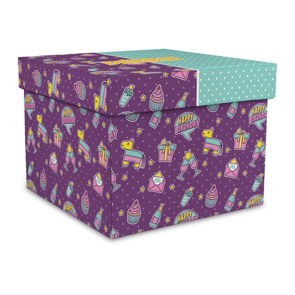 Custom Pinata Birthday Gift Box with Lid - Canvas Wrapped - Large (Personalized)