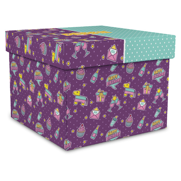Custom Pinata Birthday Gift Box with Lid - Canvas Wrapped - X-Large (Personalized)