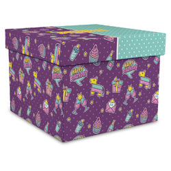 Pinata Birthday Gift Box with Lid - Canvas Wrapped - XX-Large (Personalized)