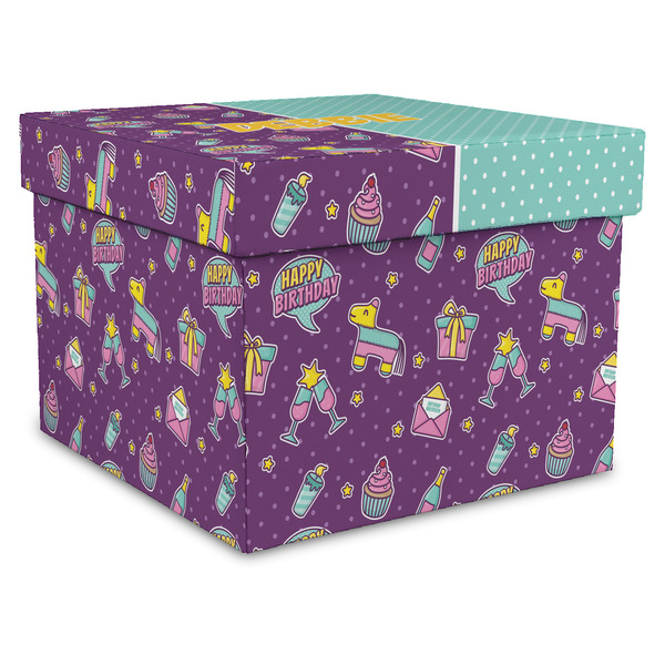 Custom Pinata Birthday Gift Box with Lid - Canvas Wrapped - XX-Large (Personalized)