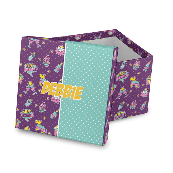 Custom Pinata Birthday Gift Box with Lid - Canvas Wrapped (Personalized)